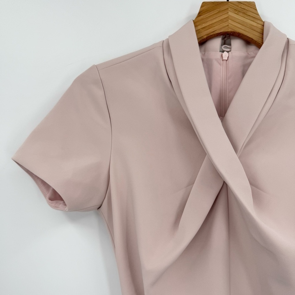White Plan Helly Drap Pink A-Line Dress Belted Pocket Twist Front Size S - Picture 6 of 13